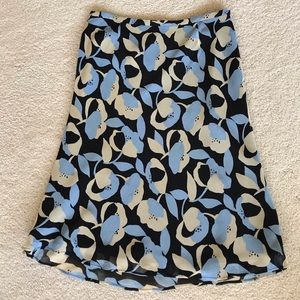 Ann Taylor blue floral silk skirt